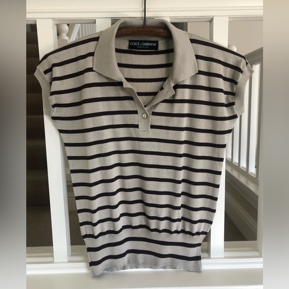 Vintage Dolce & Gabbana silk striped polo shirt - Picture 4 of 13